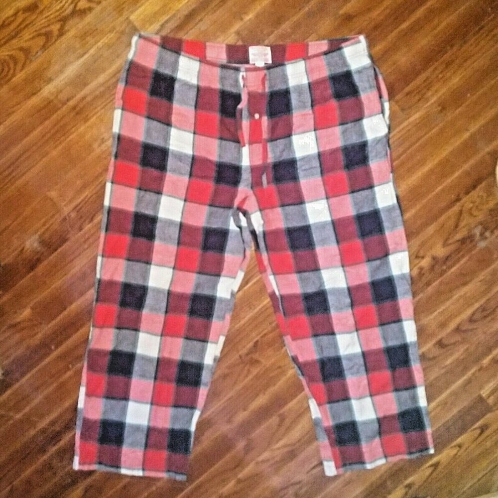 Merona Mens Pajama Sleep Pants XXL Plaid Multicolor Elastic Waist Lounge Bottoms
